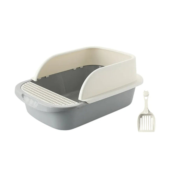 M Size Open Top Cat Litter Box High Side Cat Sand Box with Litter Scoop - GreenFur