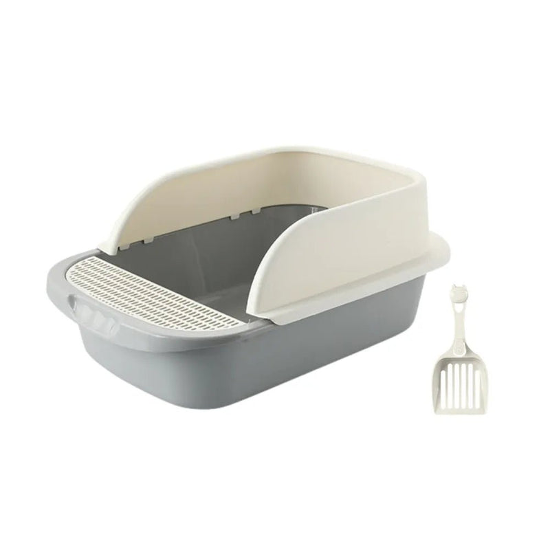 M Size Open Top Cat Litter Box High Side Cat Sand Box with Litter Scoop - GreenFur
