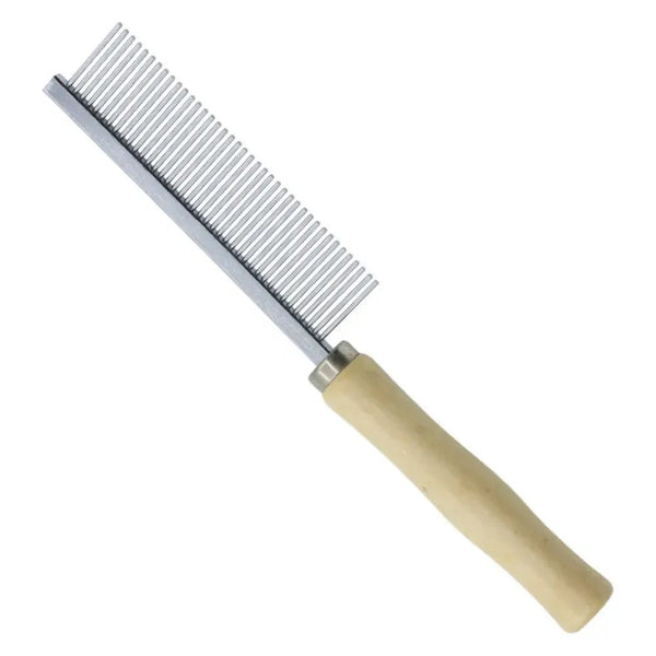 Metal Grooming Comb with Wooden Handle - GreenFur