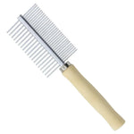 Metal Grooming Comb with Wooden Handle - GreenFur