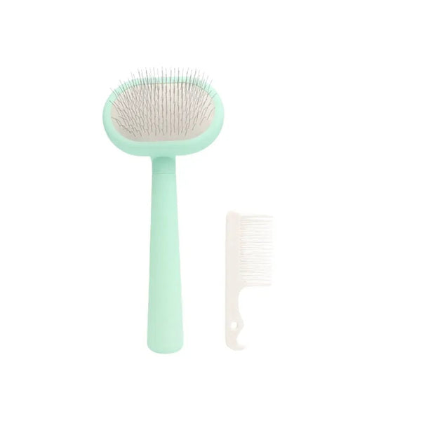 Mini Pet Slicker Brush with Cleaning Comb for Cats and Dogs - GreenFur