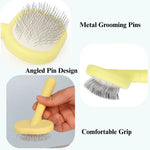 Mini Pet Slicker Brush with Cleaning Comb for Cats and Dogs - GreenFur