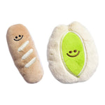 Mini Plush Dog Toy Set with Sound Cute Food Design - GreenFur