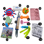 Mix Dog Sample Carton of 13 PCS including 8 Dog Toys, 3 Grooming Tools, 2 Feeding Tools - GreenFur