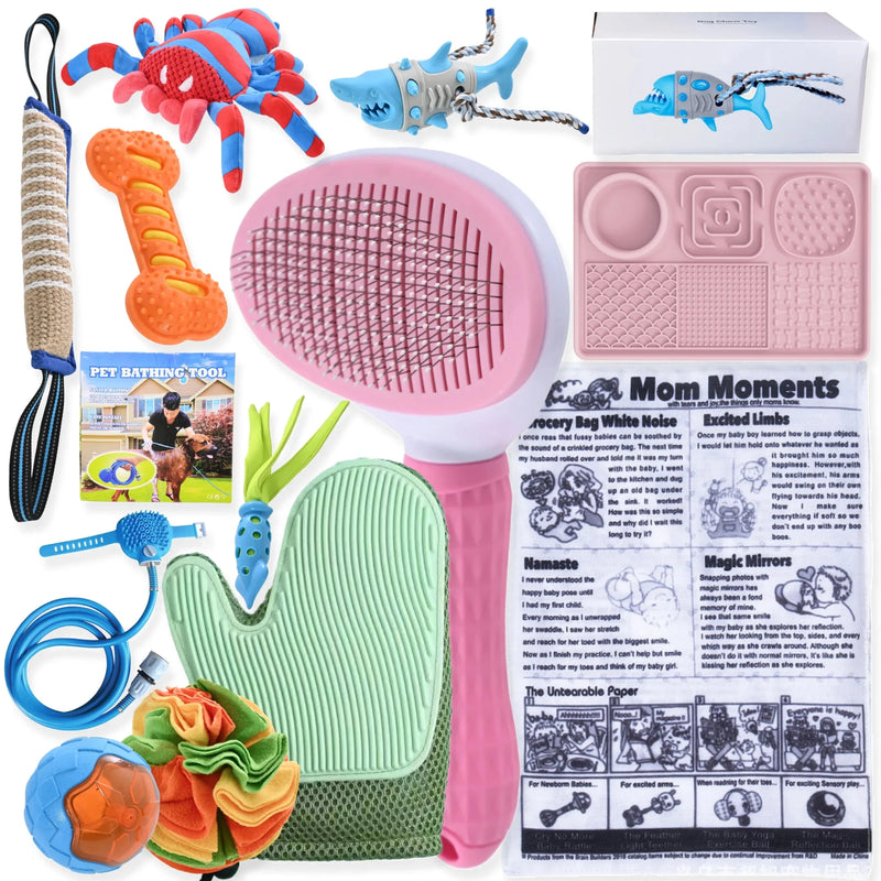 Mix Dog Sample Carton of 13 PCS including 8 Dog Toys, 3 Grooming Tools, 2 Feeding Tools - GreenFur