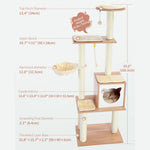 Modern Cat Tree Multi - Level Wood Cat Condo with Hammock Tower - GreenFur