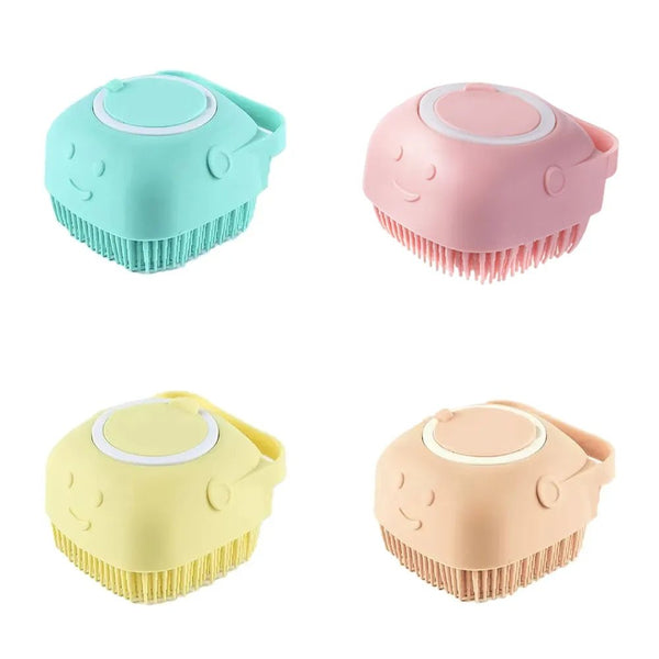 Multi - Colored Soft Silicone Massage Bath Pet Brush - GreenFur
