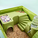 Multi - Functional Hamster Cage Accessory Set with Water Bottle - GreenFur