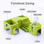 Multi - Functional Hamster Cage Accessory Set with Water Bottle - GreenFur