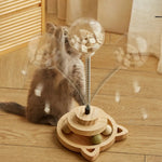 Multi - Functional Interactive Wood Tower Track Ball Cat Toy - GreenFur
