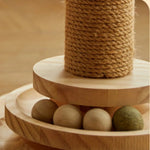 Multi - Functional Interactive Wood Tower Track Ball Cat Toy - GreenFur