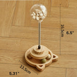 Multi - Functional Interactive Wood Tower Track Ball Cat Toy - GreenFur