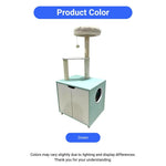 Multi Level Cat Tower with Cabinet Base Scratch Posts and Plush Platform - GreenFur