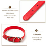 Multi Size Solid Colour Classic Design Adjustable Metal Buckle PU Leather Dog Collar - GreenFur