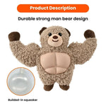 Muscular Bear Squeaky Plush Dog Toy with TPR Abdominal Muscle - GreenFur