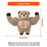 Muscular Bear Squeaky Plush Dog Toy with TPR Abdominal Muscle - GreenFur
