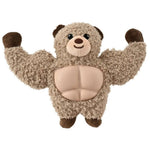 Muscular Bear Squeaky Plush Dog Toy with TPR Abdominal Muscle - GreenFur