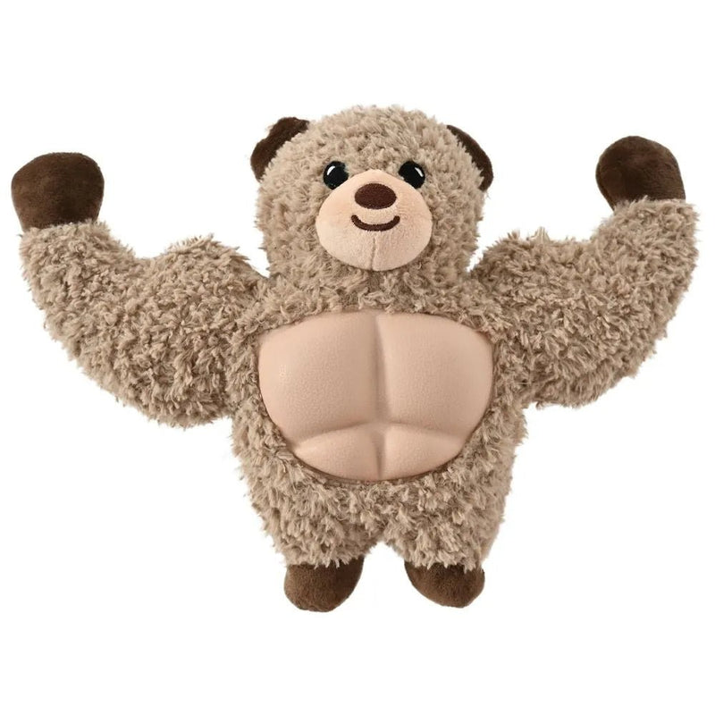 Muscular Bear Squeaky Plush Dog Toy with TPR Abdominal Muscle - GreenFur