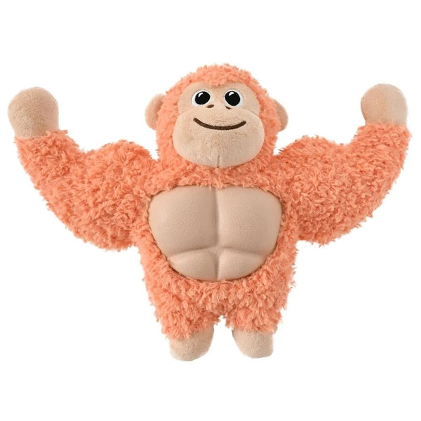 Muscular Gorilla Squeaky Plush Dog Toy with TPR Abdominal Muscle - GreenFur