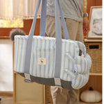 Navy Style Striped Pattern Portable Pet Armrest Booster Seat Pet Bag - GreenFur