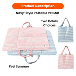 Navy Style Striped Pattern Portable Pet Mat - GreenFur