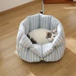 Navy Style Striped Pattern Three in One Pet Bed - GreenFur