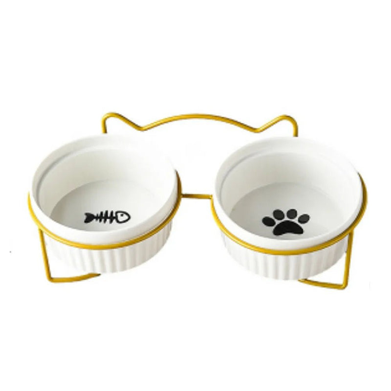 Neck Protect Cat Bowls 2 - Pack Elevated Food and Water Bowl Set with Stand - GreenFur