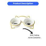 Neck Protect Cat Bowls 2 - Pack Elevated Food and Water Bowl Set with Stand - GreenFur