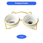 Neck Protect Cat Bowls 2 - Pack Elevated Food and Water Bowl Set with Stand - GreenFur