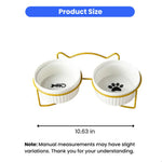 Neck Protect Cat Bowls 2 - Pack Elevated Food and Water Bowl Set with Stand - GreenFur