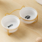 Neck Protect Cat Bowls 2 - Pack Elevated Food and Water Bowl Set with Stand - GreenFur
