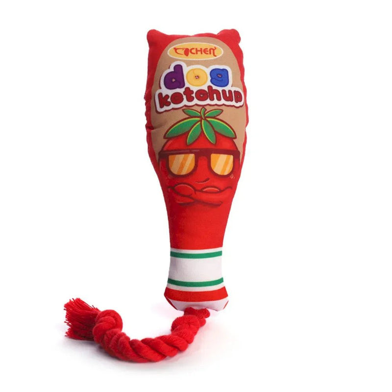 New Jam Bottle Plush Cloth Dog Sound Toy with Cotton Rope - GreenFur