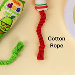 New Jam Bottle Plush Cloth Dog Sound Toy with Cotton Rope - GreenFur