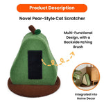 Novel Pear - Style Teddy Fleece Cat Scratcher with Itching Brush - GreenFur