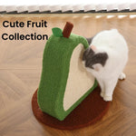 Novel Pear - Style Teddy Fleece Cat Scratcher with Itching Brush - GreenFur