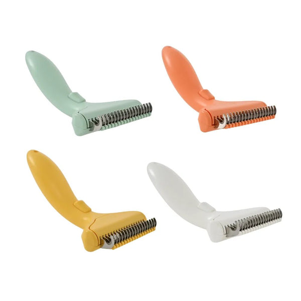 One - click Removal Pet Grooming Rake Ergonomic Design Cat Hair Removal Brush - GreenFur