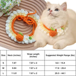 Orange and Floral Design Handcrafted Crochet Pet Scarf Collar Bib for Cats and Dogs - GreenFur