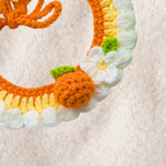 Orange and Floral Design Handcrafted Crochet Pet Scarf Collar Bib for Cats and Dogs - GreenFur