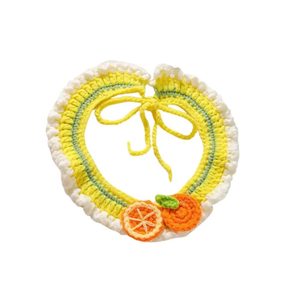 Orange Design Handcrafted Crochet Pet Scarf Collar Bib for Cats and Dogs - GreenFur