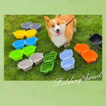 Outdoor Portable Silicone Collapsible Dual Pet Bowl Food and Water Bowls - GreenFur