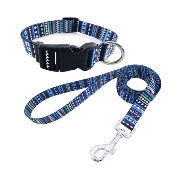 Outdoor Travel Fashion Printed Dog Leash Collar Set - GreenFur
