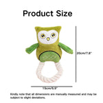 Owl Shaped Plush Cotton Rope Dog Toy with Squeaker - GreenFur