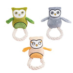 Owl Shaped Plush Cotton Rope Dog Toy with Squeaker - GreenFur