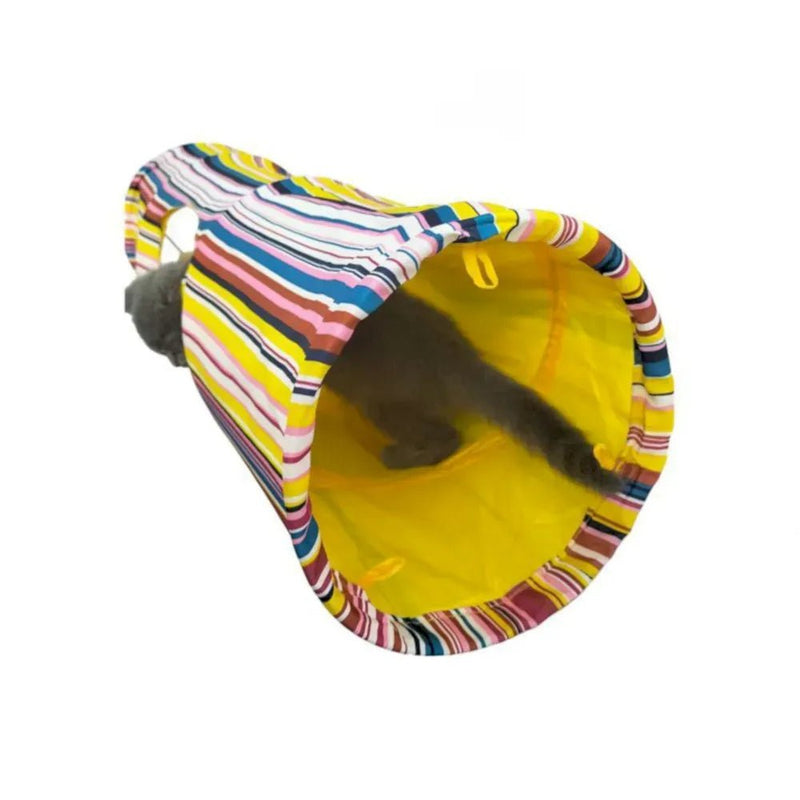 Oxford Fabric Rainbow Color Foldable Cat Crinkle Tunnel - GreenFur