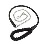 Padded Handle Strong Nylon Dog Leash with Anti - chewing Chain - GreenFur