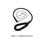 Padded Handle Strong Nylon Dog Leash with Anti - chewing Chain - GreenFur