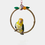 Parrot Bird Swing Ring Knitted Colorful Flower Hanging Toy - GreenFur
