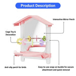 Parrot Mirror Perch Cage Toy with Decorative Ring for Budgerigars Cockatiels and Small Birds - GreenFur
