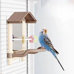 Parrot Mirror Perch Cage Toy with Decorative Ring for Budgerigars Cockatiels and Small Birds - GreenFur