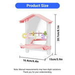 Parrot Mirror Perch Cage Toy with Decorative Ring for Budgerigars Cockatiels and Small Birds - GreenFur